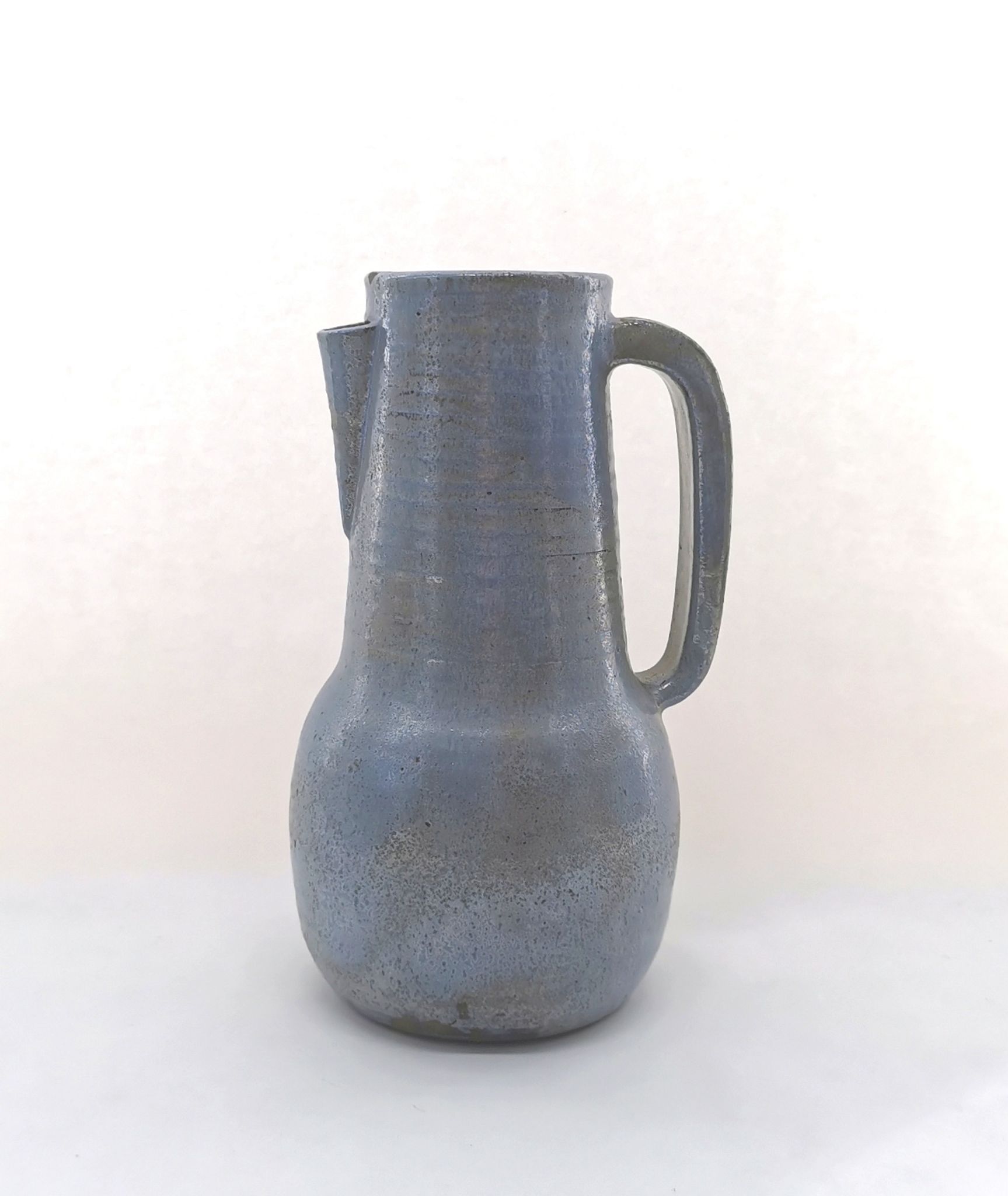 Large Stoneware Ceramic Pitcher Signed Drillon 50's