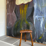 Vintage tripod wood farm stool