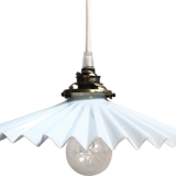 White pleated opaline hanging lamp