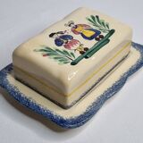 Beurrier en Faïence de Quimper, motif traditionnel, 19 cm