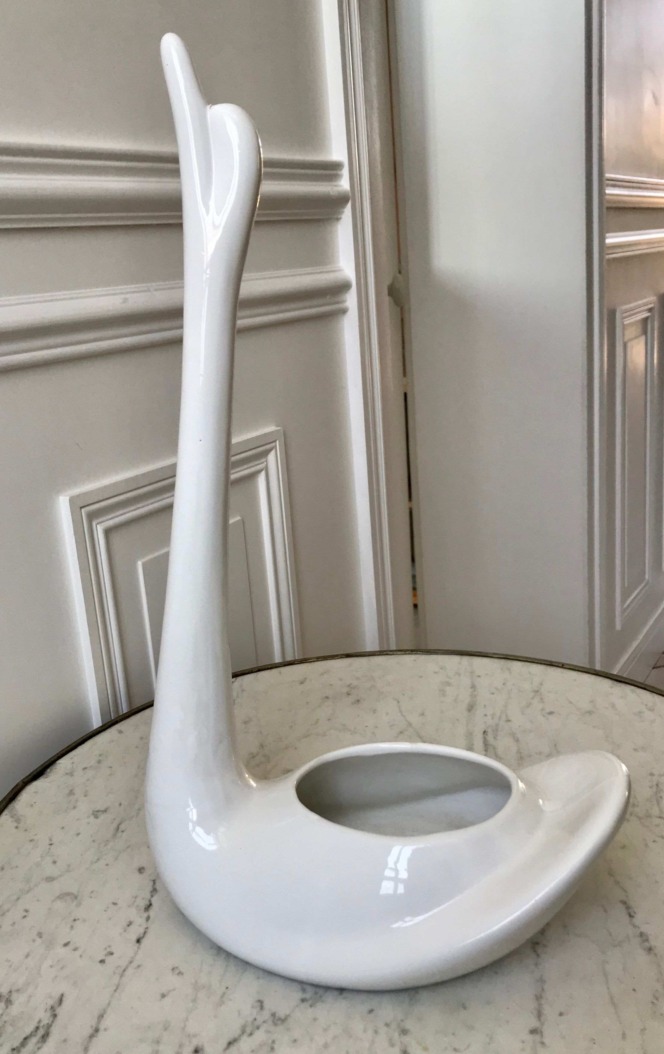 White swan pot cover in ceramic design 50s