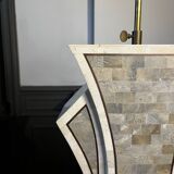 Hollywood regency lamp base maitland smith (usa), tessellated stones & brass, ca 1970