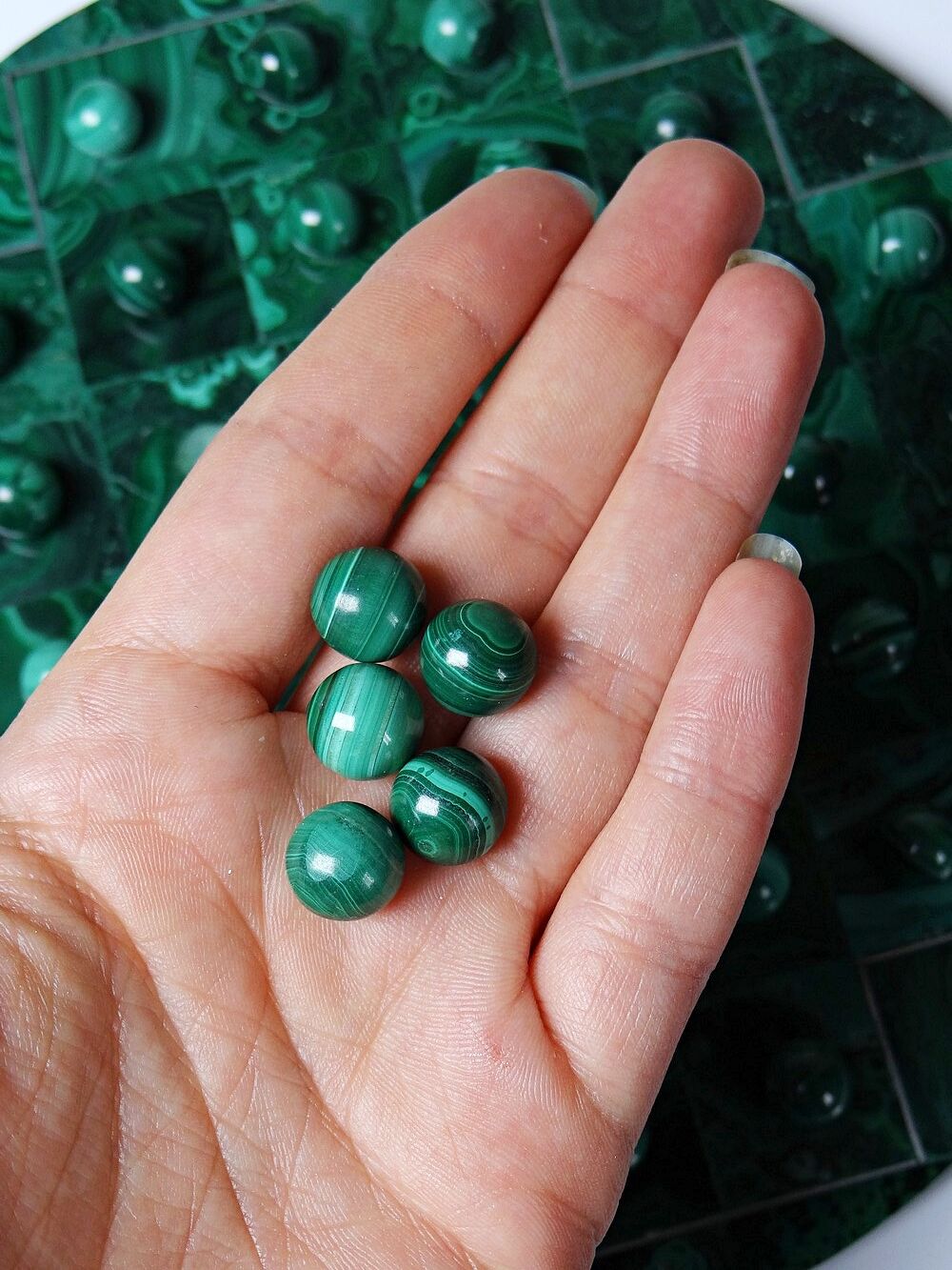 Vintage solitaire game in malachite, African work, 1960s-1970s.