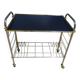Serving trolley, vinyl record holder in golden brass