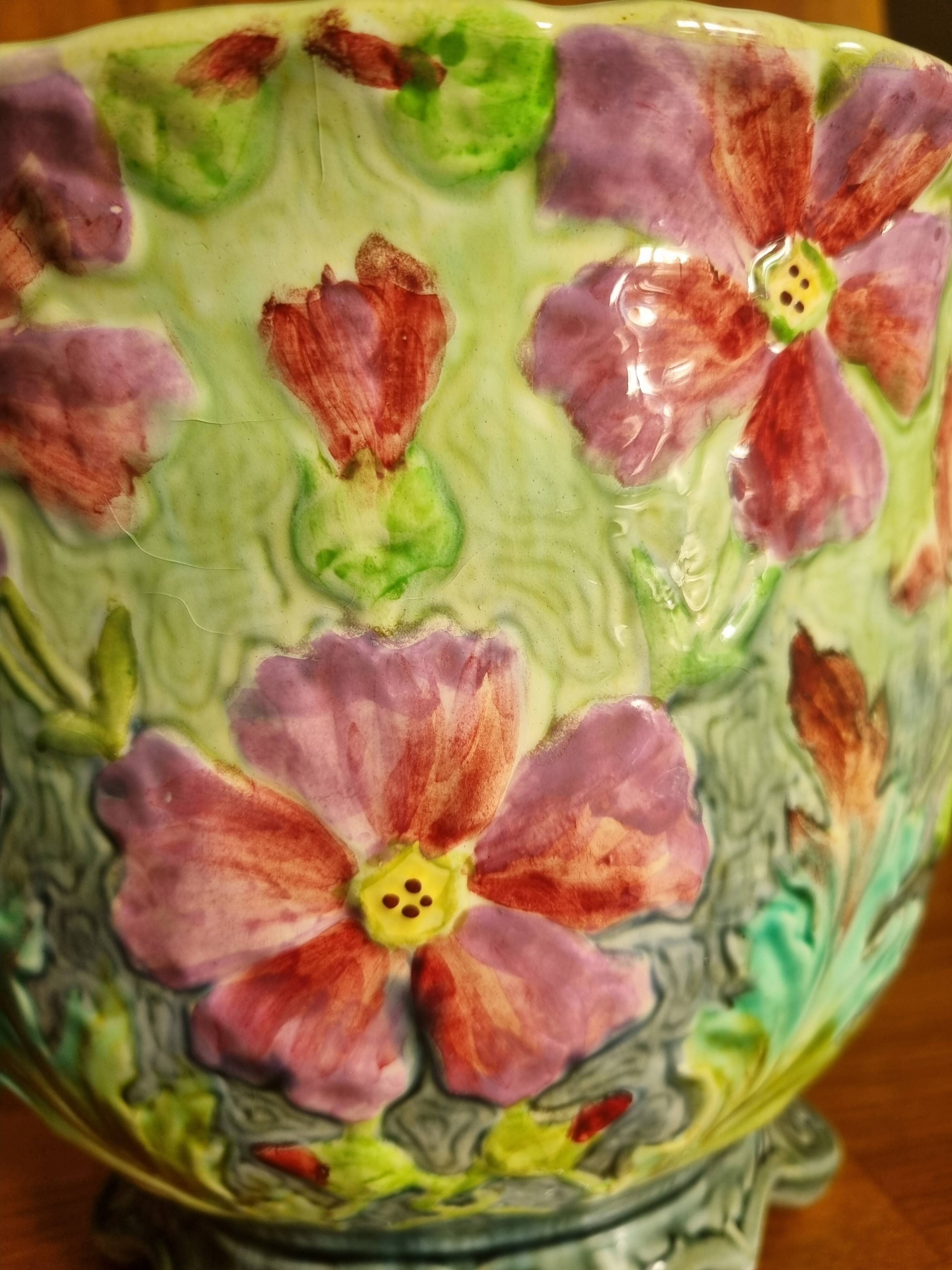 Antique planter Barbotine Longchamp Terre de Fer