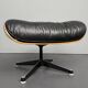 Black leather ottoman by Ray & Charles Eames for Herman Miller Vitra, Germany, 1980s.