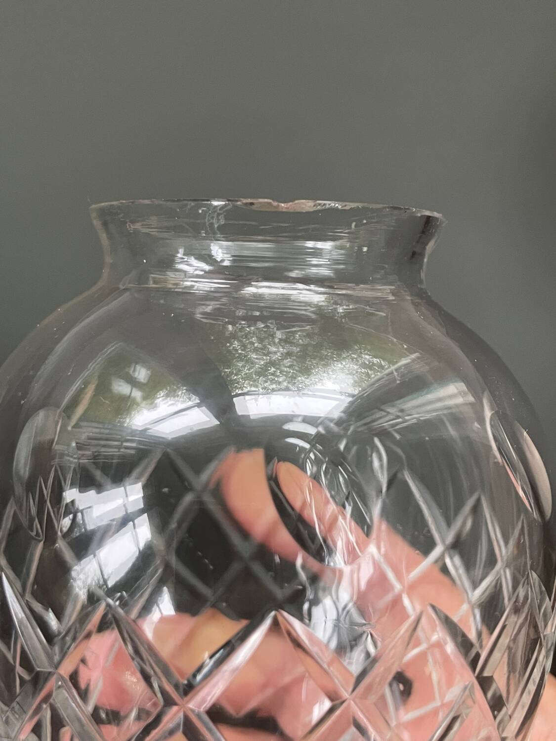 19th century cut crystal shell globe