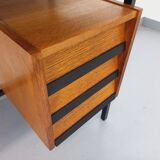 Vintage modernist desk in wood and black metal from the 60s