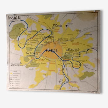 Carte géographique vintage - Paris/Région parisienne