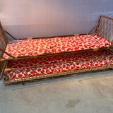 Rattan bed and built-in extra bed