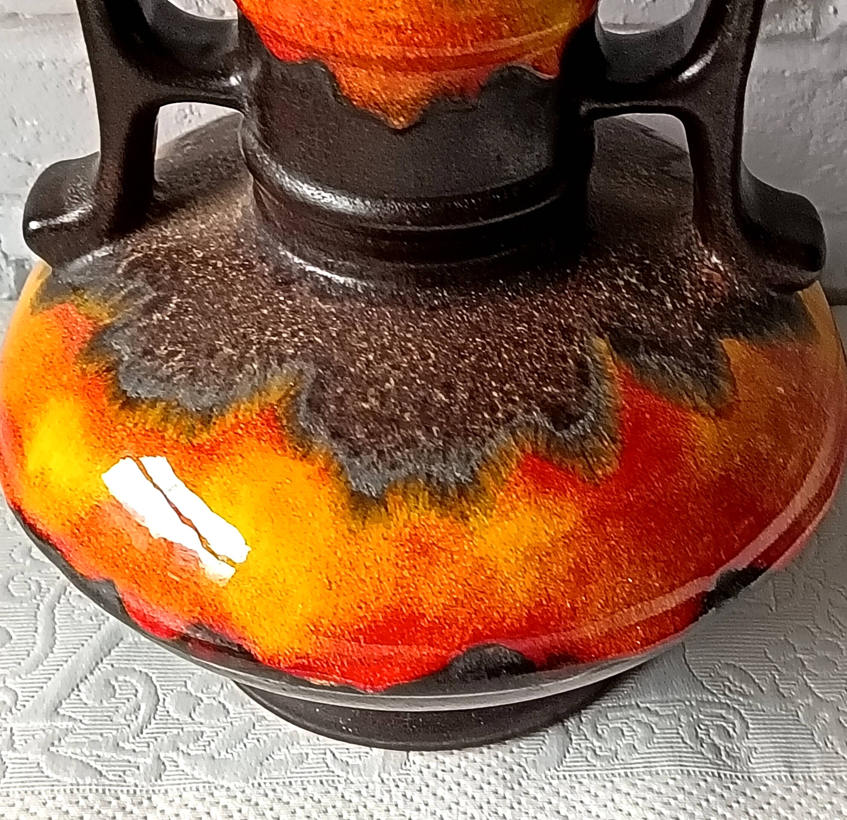 Large baluster ceramic vase, West Germany, Fat Lava 1970 vintage