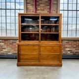 Vintage industrial wooden display cabinet / school cabinet