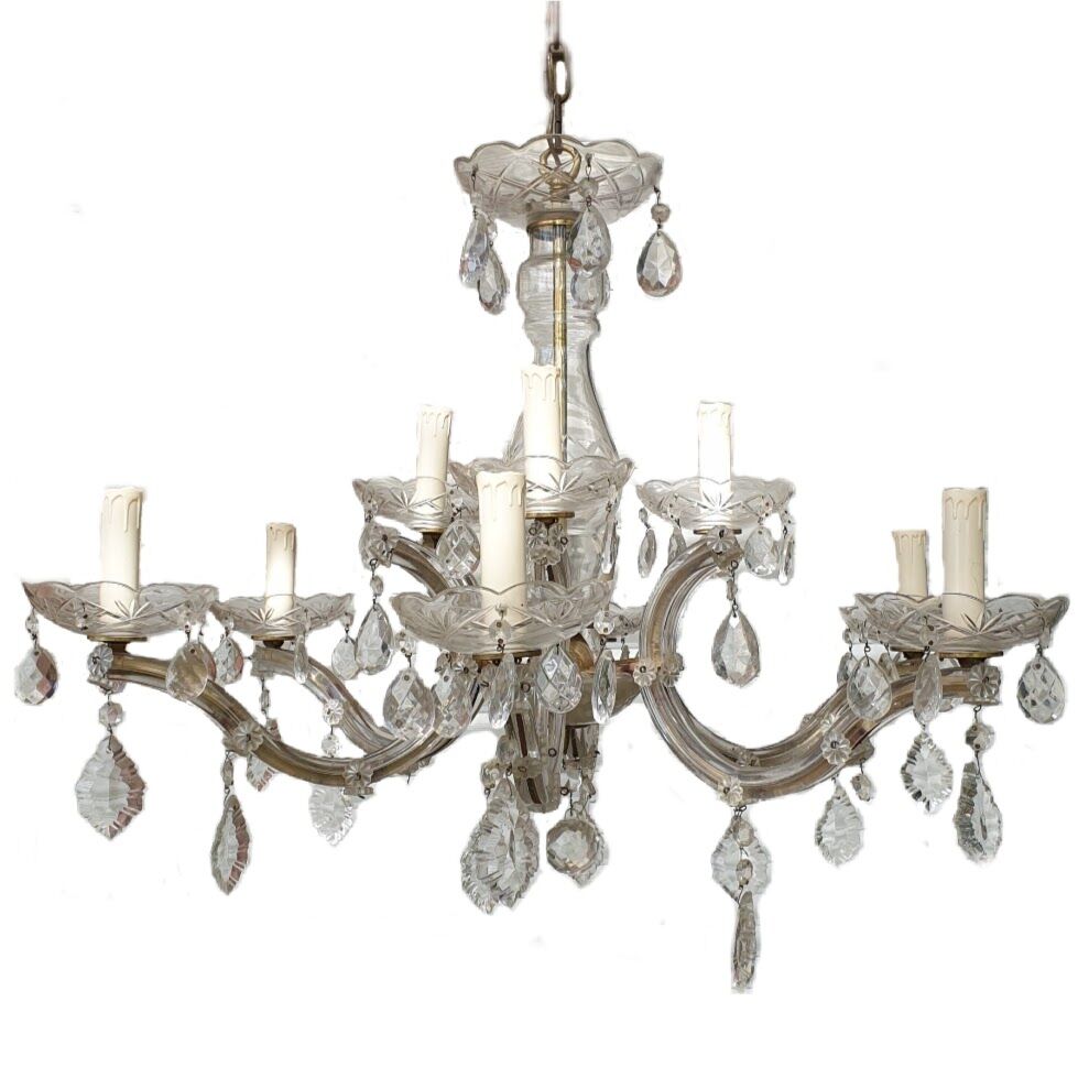 Murano style chandelier with six arms of light and nine lamps