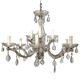 Murano style chandelier with six arms of light and nine lamps