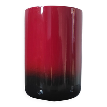 Vintage cylindrical vase in glazed ceramic