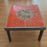 Coffee table end of sofa Roger Capron and Jean Derval ceramic 70s sun model