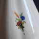 Vintage White Broken Ceramic Vase with Floral Pattern, Ribbed Vase