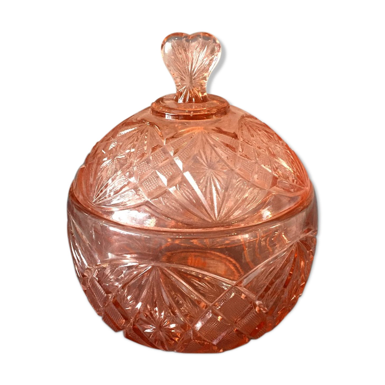 Sugar candy box in pink glass orange Portieux