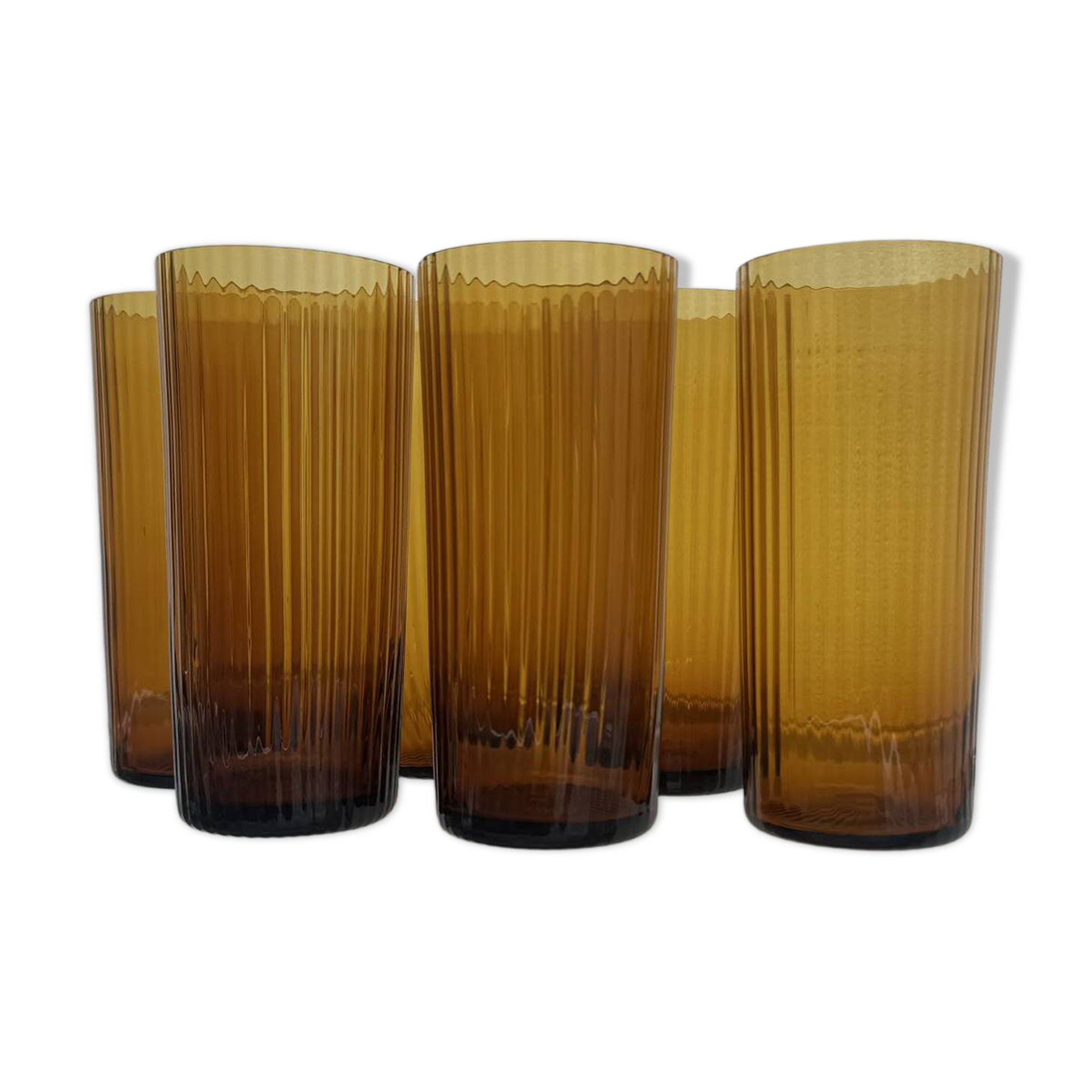Verres ambrés soufflés années 60