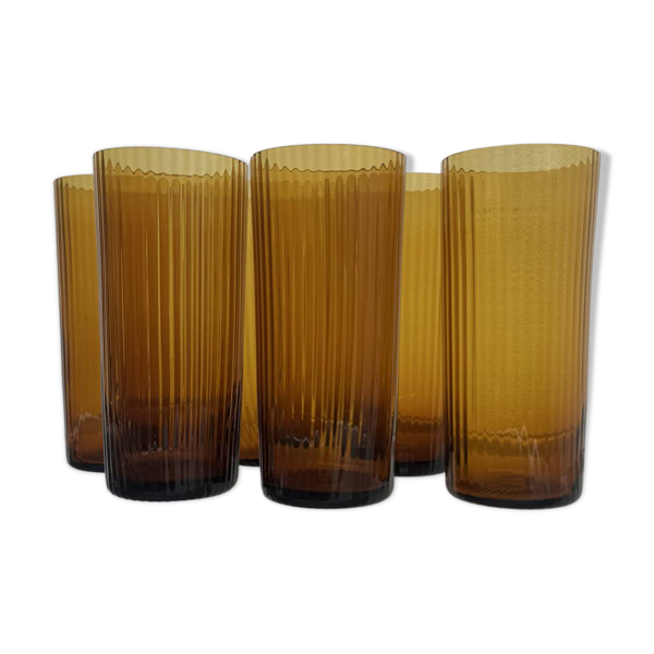 Verres ambrés soufflés années 60