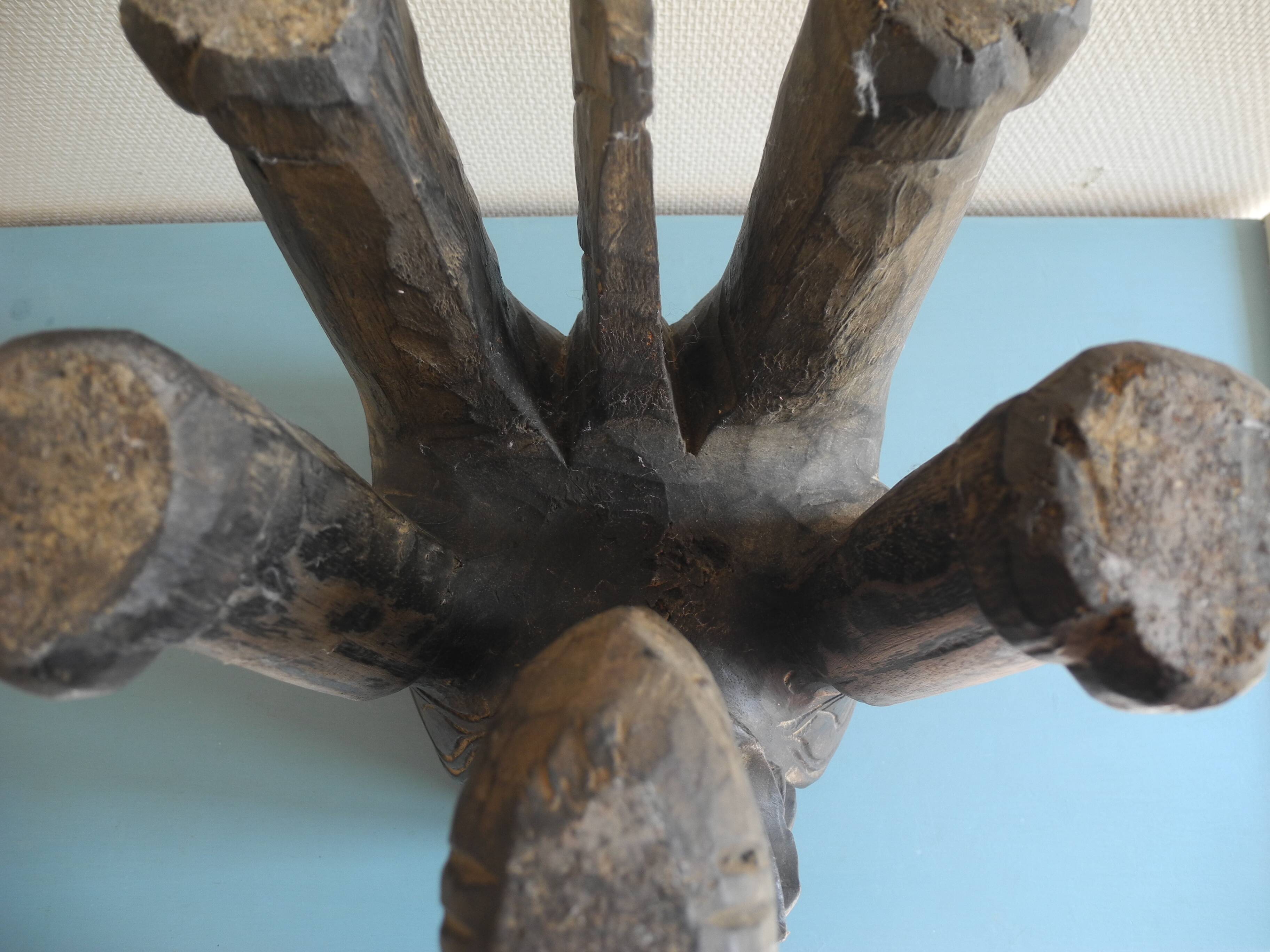 elephant stool plant holder vintage African art 50s
