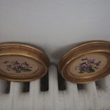 Pair of miniature gold round frames