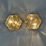 Set of 2 hexagonal wall lamps by Sothis, Italy 1980s