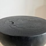 Monoxyl sofa end in black mango tree tripod half-sphere tray h:45 d:44