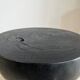 Black mango wood tripod side table with a semi-spherical top, height: 45 cm, diameter: 44 cm.