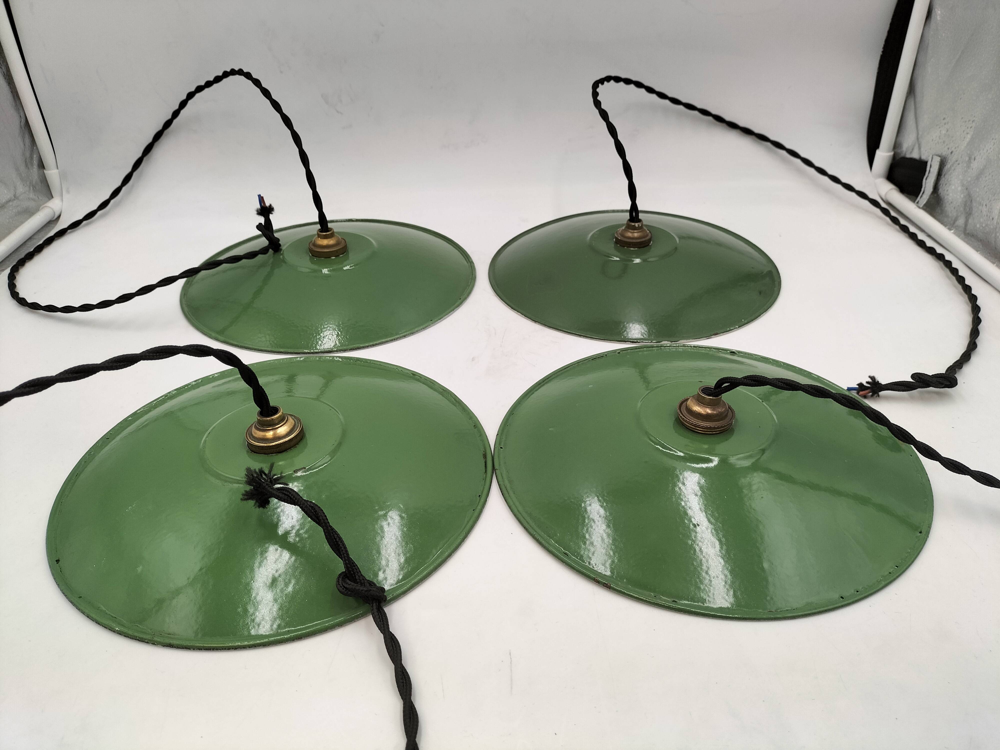 Enameled sheet metal pendant lights