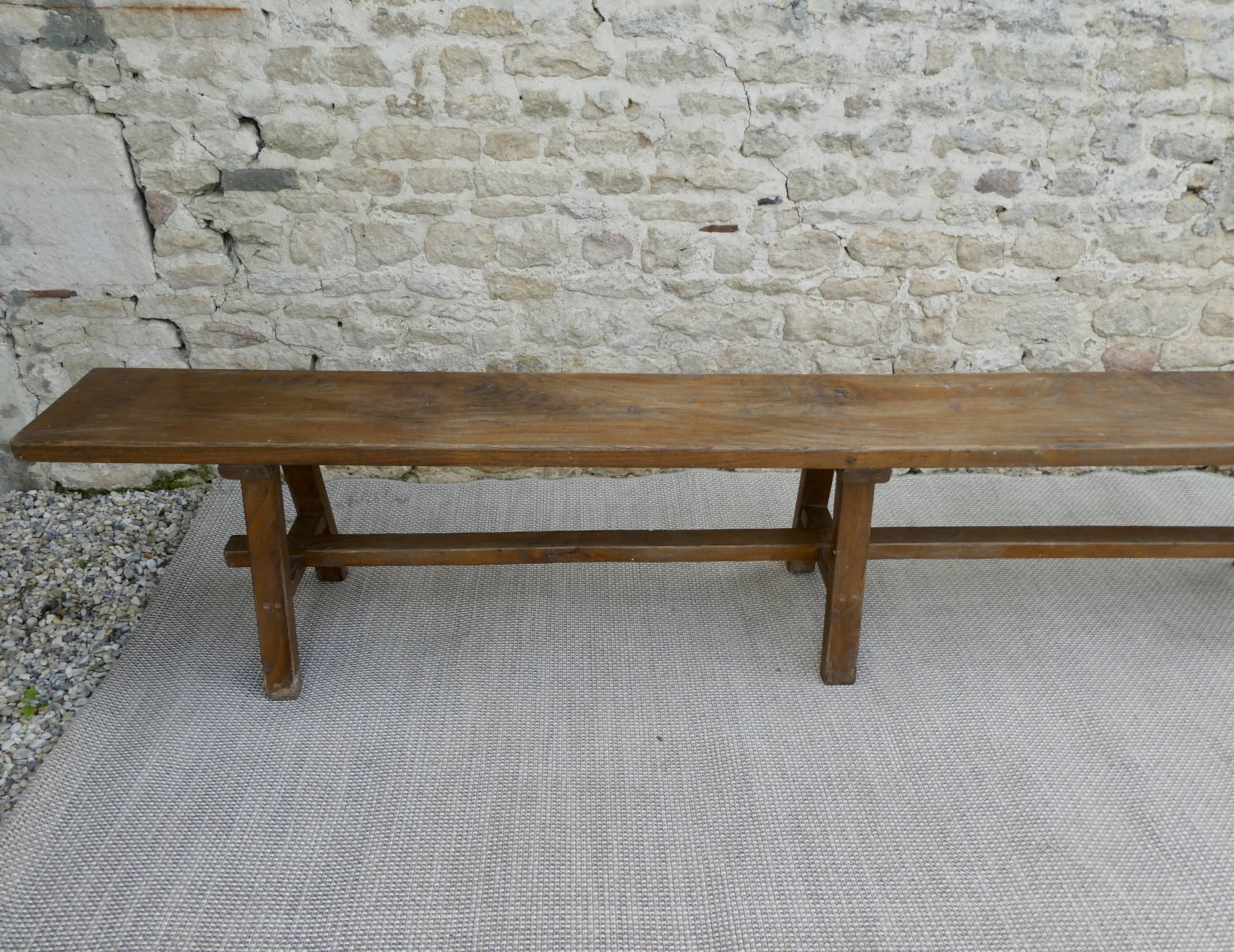 Solid wood farmhouse bench, 2m30