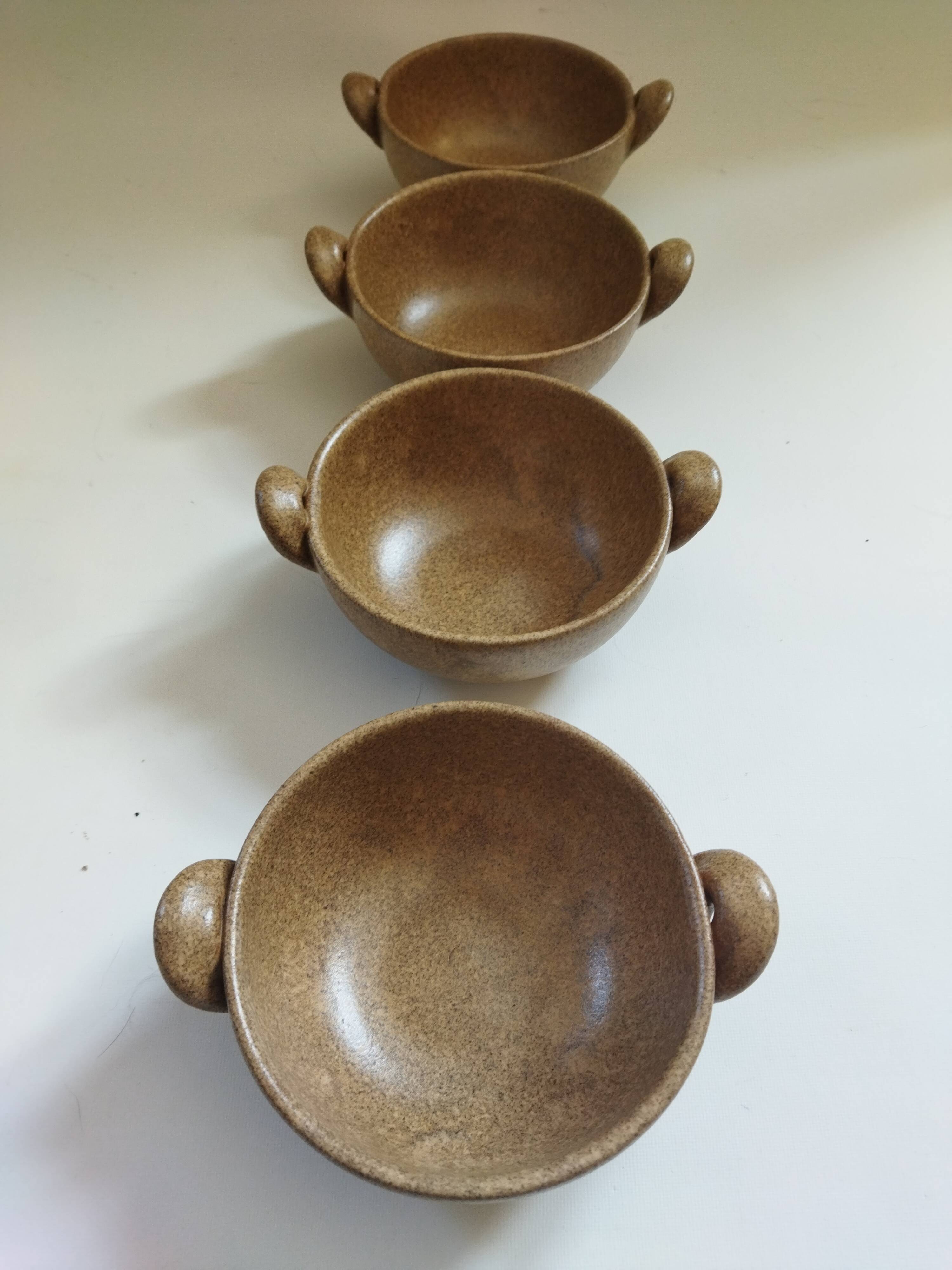 4 stoneware ear bowls