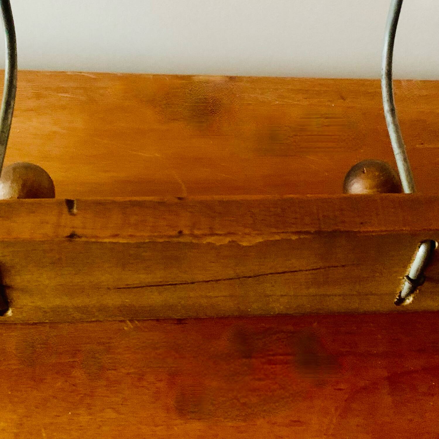 Vintage wooden wall coat rack - 8 balls