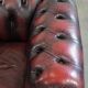 Cowhide leather English chesterfield armchair on wheels