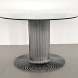 Italian Pedestal Dining Table in Chrome and Glass