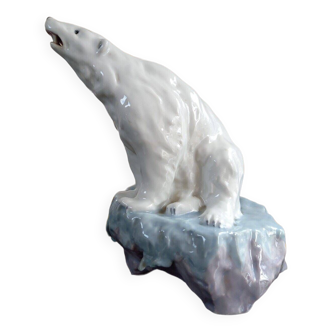 Superb Art Deco Ceramic Night Light Signed Liane Henri Delcourt Polar Bear