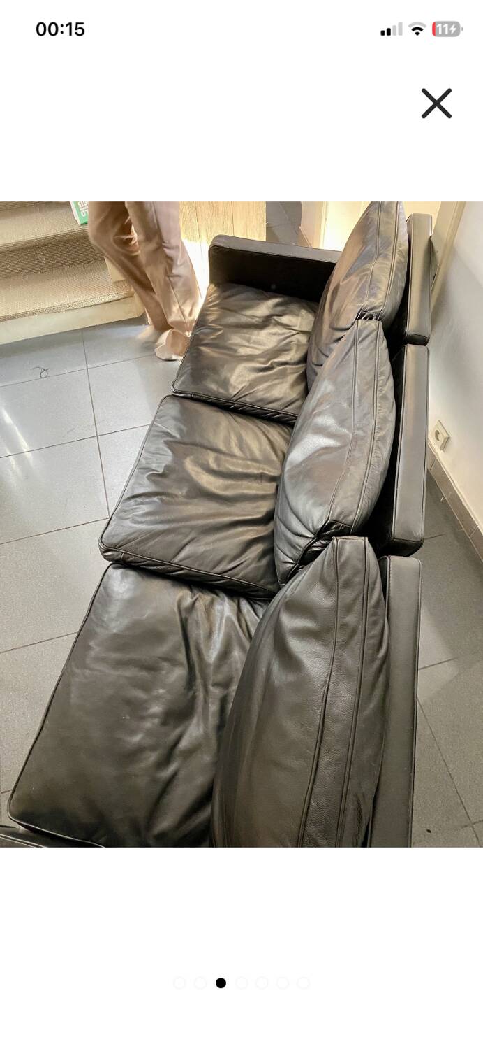 Canapé 3 places en cuir noir PK31-3