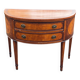 Commode console demi lune vintage bois et marqueterie Louis XVI