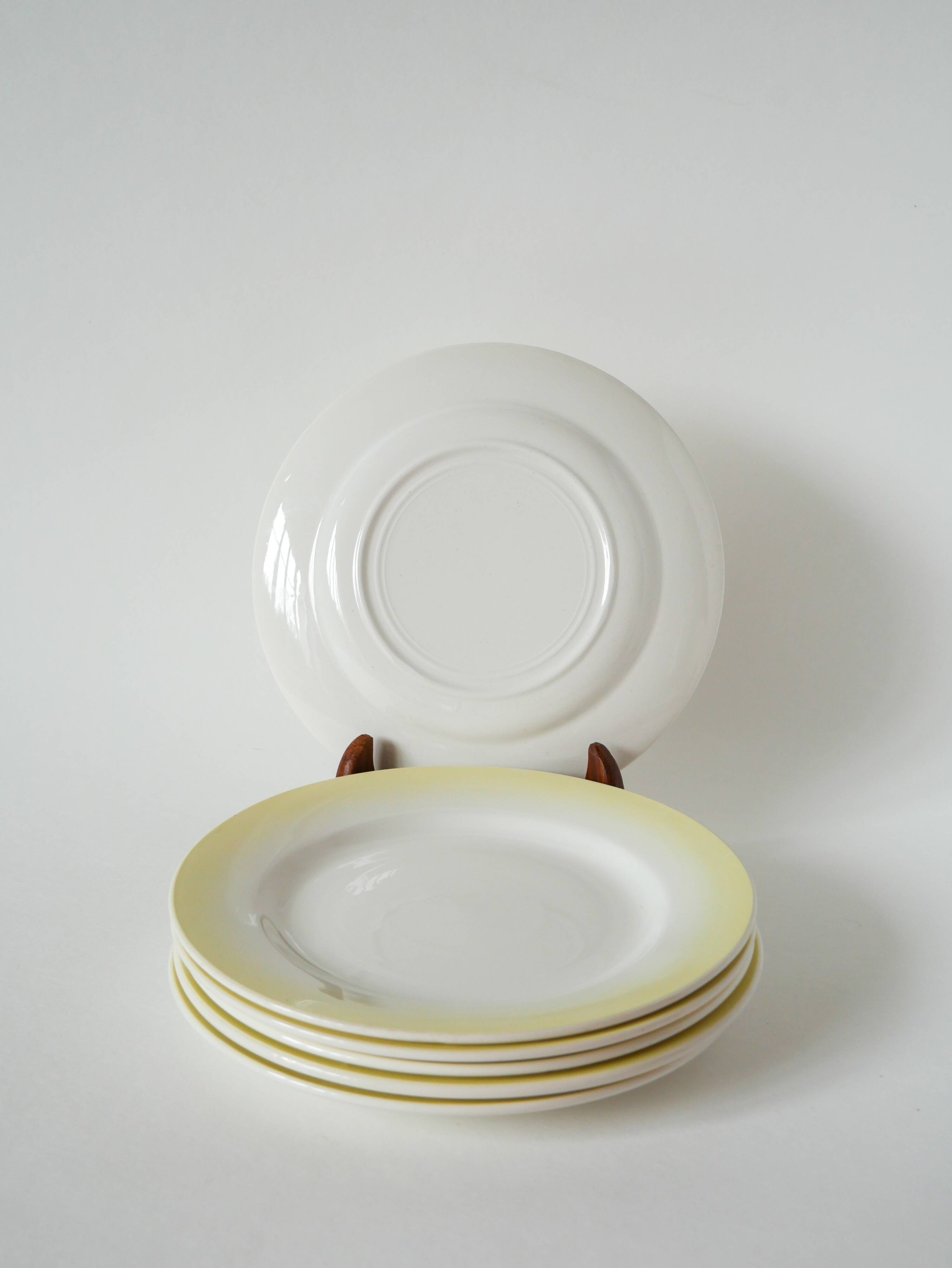 Set of 6 Tie & Dye yellow dessert plates, 1960