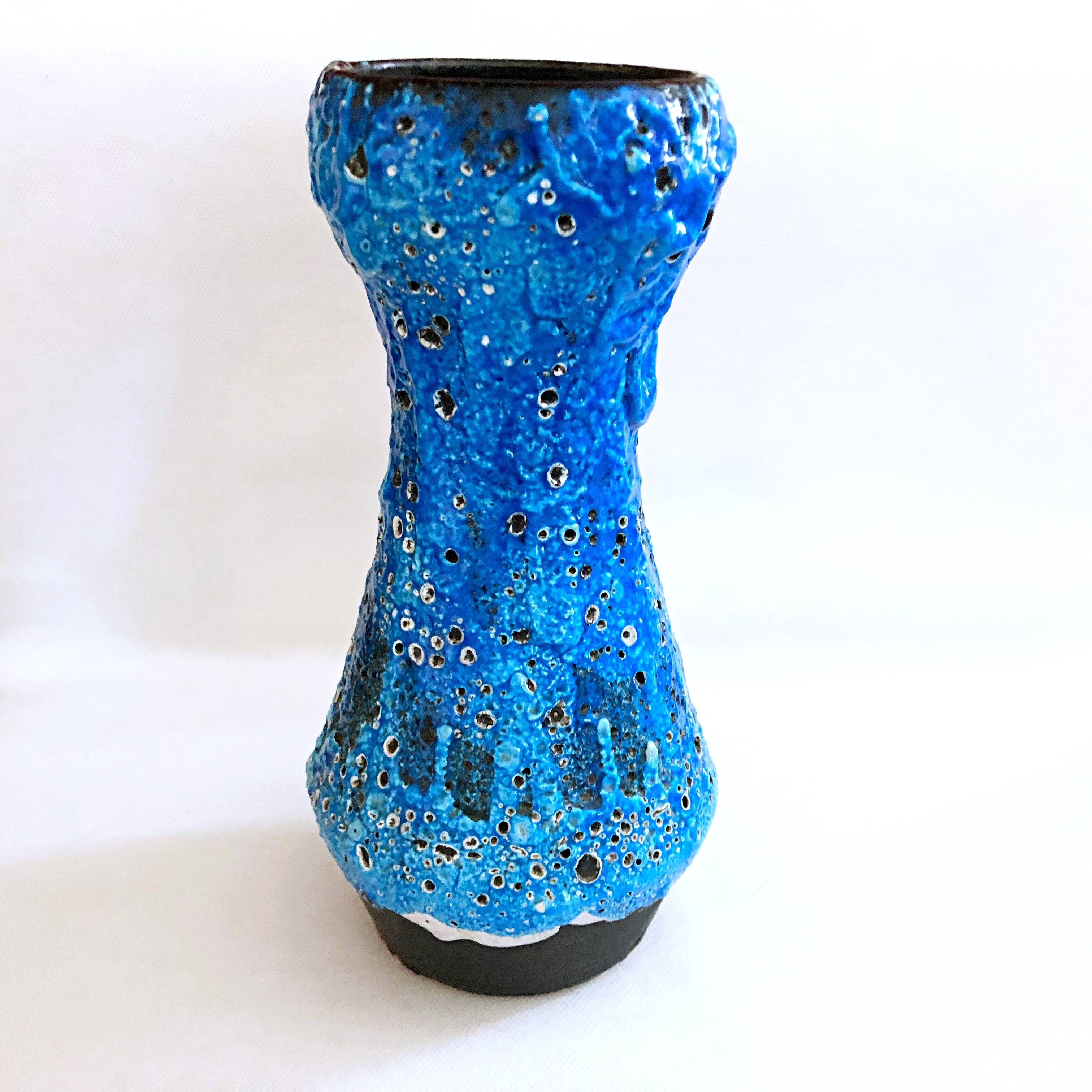 Large vintage seafoam blue artisanal vase