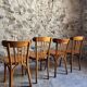 Ensemble vintage de 4 chaises bistrot françaises par Baumann & Luterma, bois de hêtre, années 1950
