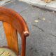 8 chaises gondoles en bois massif et tissu vert et bleu
