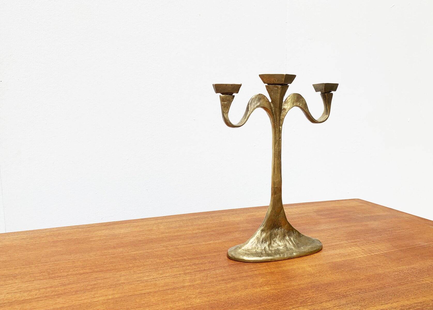 Vintage Brutalist Bronze Candle Holder