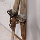 Pair of old skis in wood and zinc 175 cm