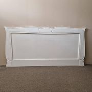 Large antique white wooden headboard, 190 cm wide.