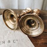 Duo of brass candle holders