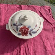 Old earthenware tureen, Hamage Moulin des Loups made in France, art deco