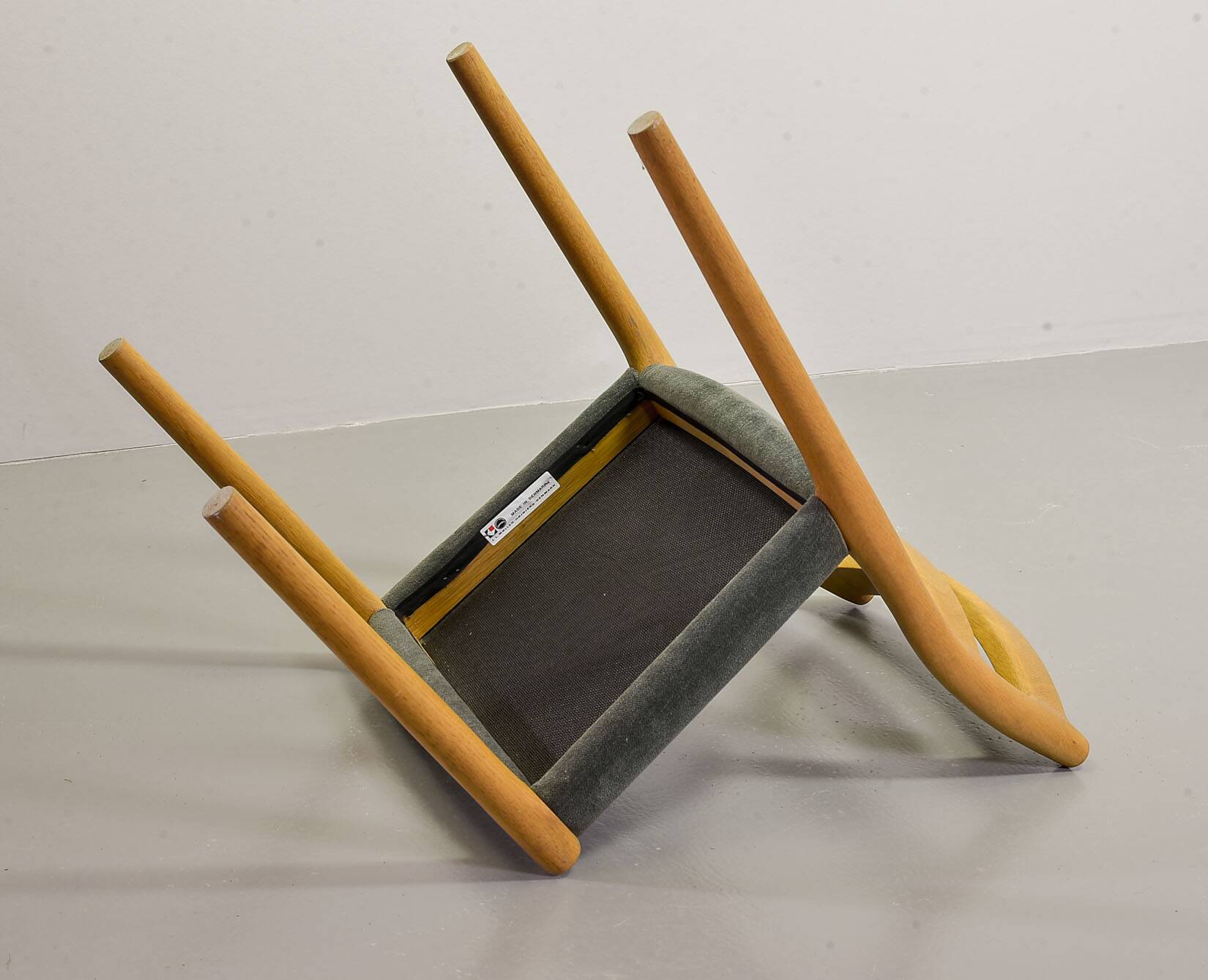 Niels Otto Moller Dining Chairs Model 84 Solid Beech Wood with Grey Velvet