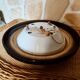 Art deco ceiling light in brass and textured glass