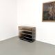 Hi-Fi furniture in smoked plexiglass and aluminium, Eric Maville